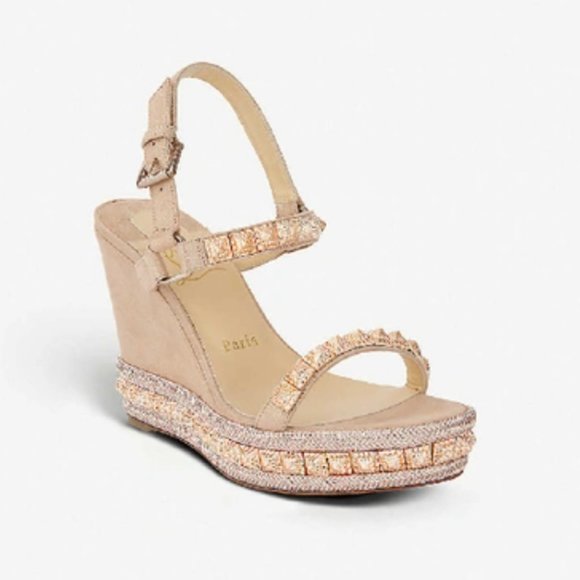 NWT Christian Louboutin Pyraclou 110 mm Suede Lame - Picture 7 of 13